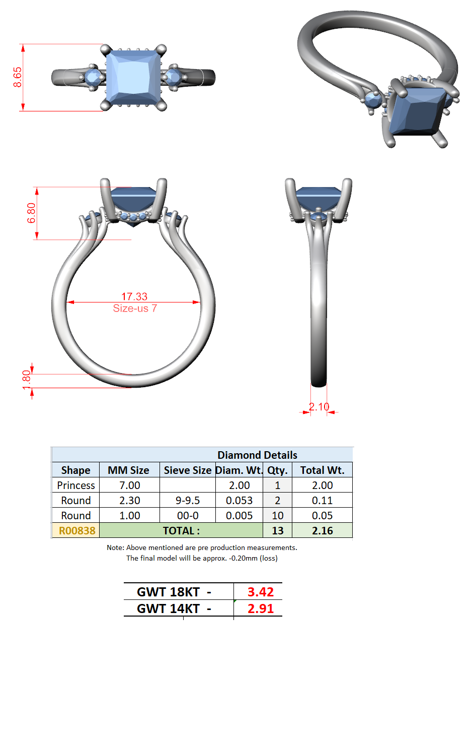 Shoulder Stone Tapered Ring CAD Files – 6 Shape Collection | 3DM & STL Download