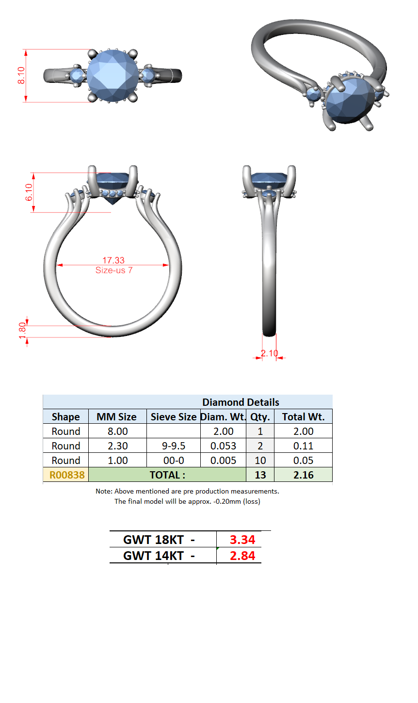 Shoulder Stone Tapered Ring CAD Files – 6 Shape Collection | 3DM & STL Download
