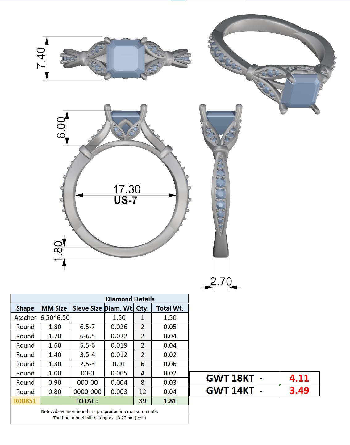 Cathedral Shoulder Pavé Band Ring CAD Files – Multi Shape Collection | 3DM & STL Download