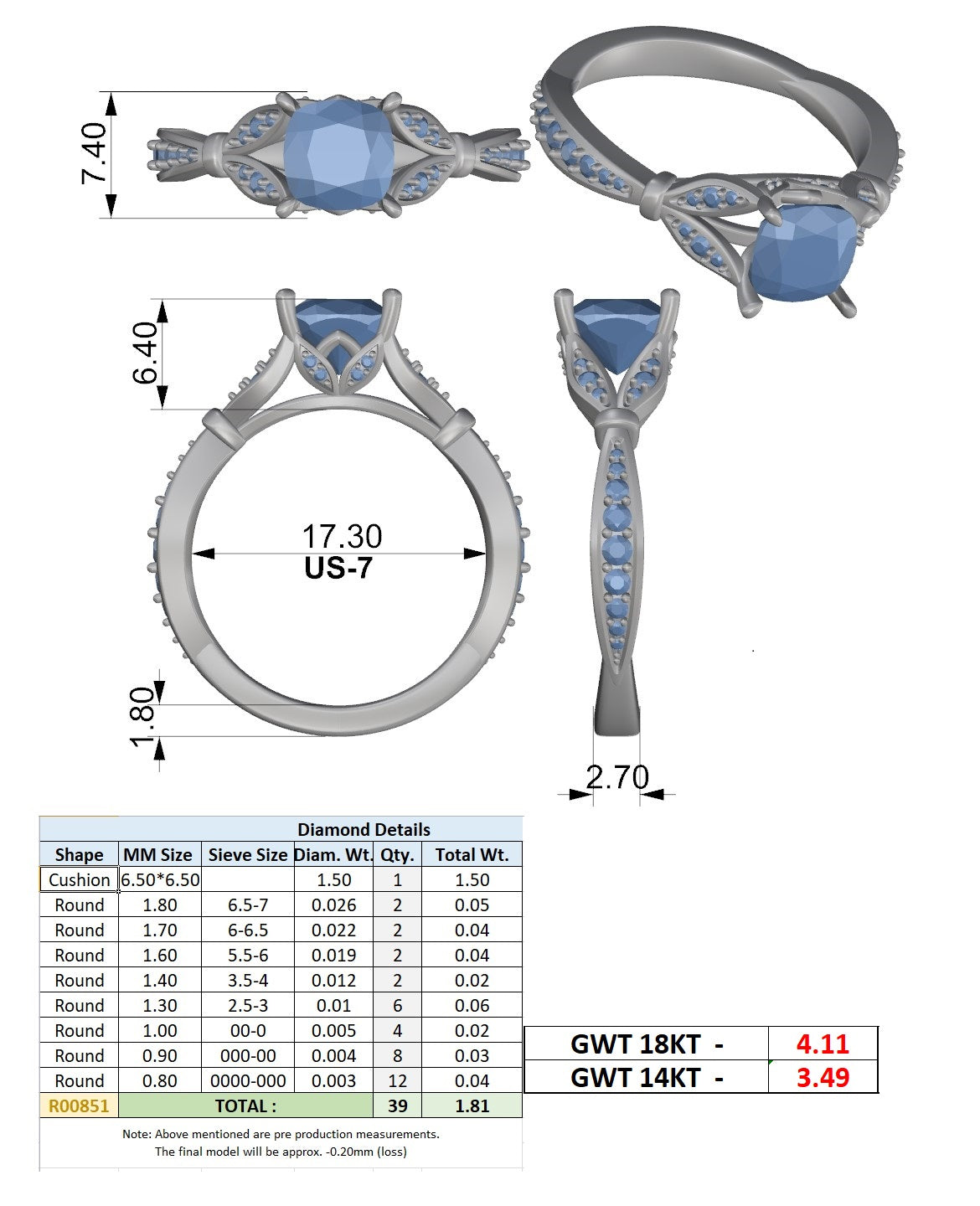 Cathedral Shoulder Pavé Band Ring CAD Files – Multi Shape Collection | 3DM & STL Download