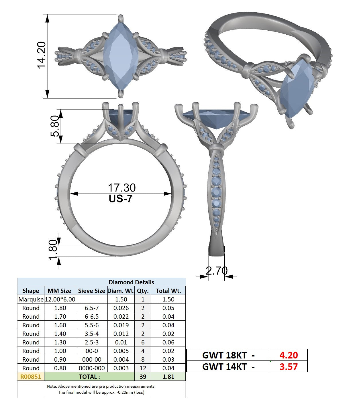 Cathedral Shoulder Pavé Band Ring CAD Files – Multi Shape Collection | 3DM & STL Download
