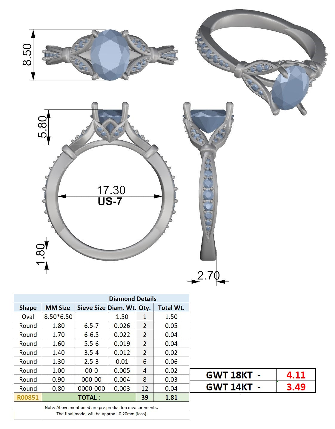 Cathedral Shoulder Pavé Band Ring CAD Files – Multi Shape Collection | 3DM & STL Download