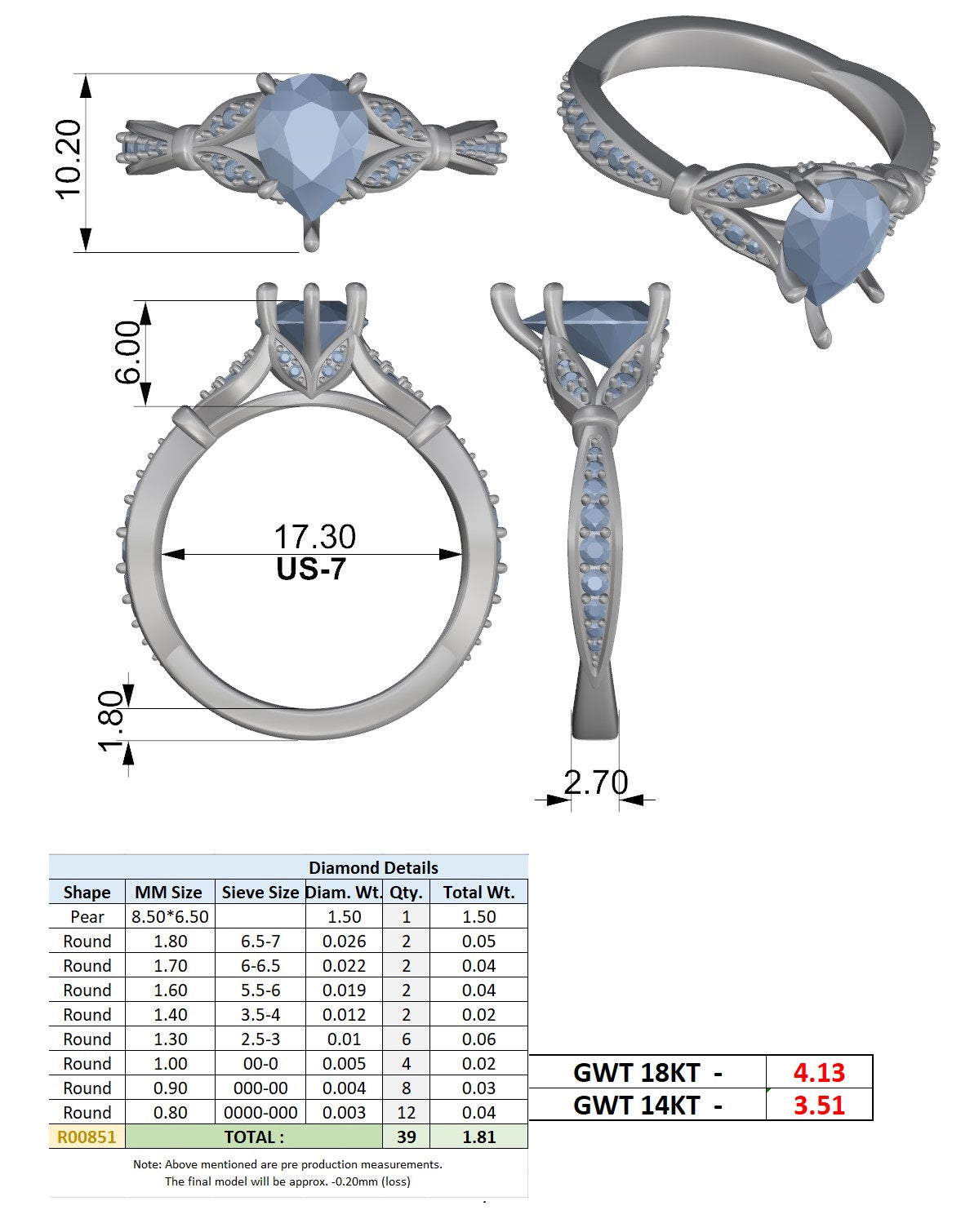 Cathedral Shoulder Pavé Band Ring CAD Files – Multi Shape Collection | 3DM & STL Download