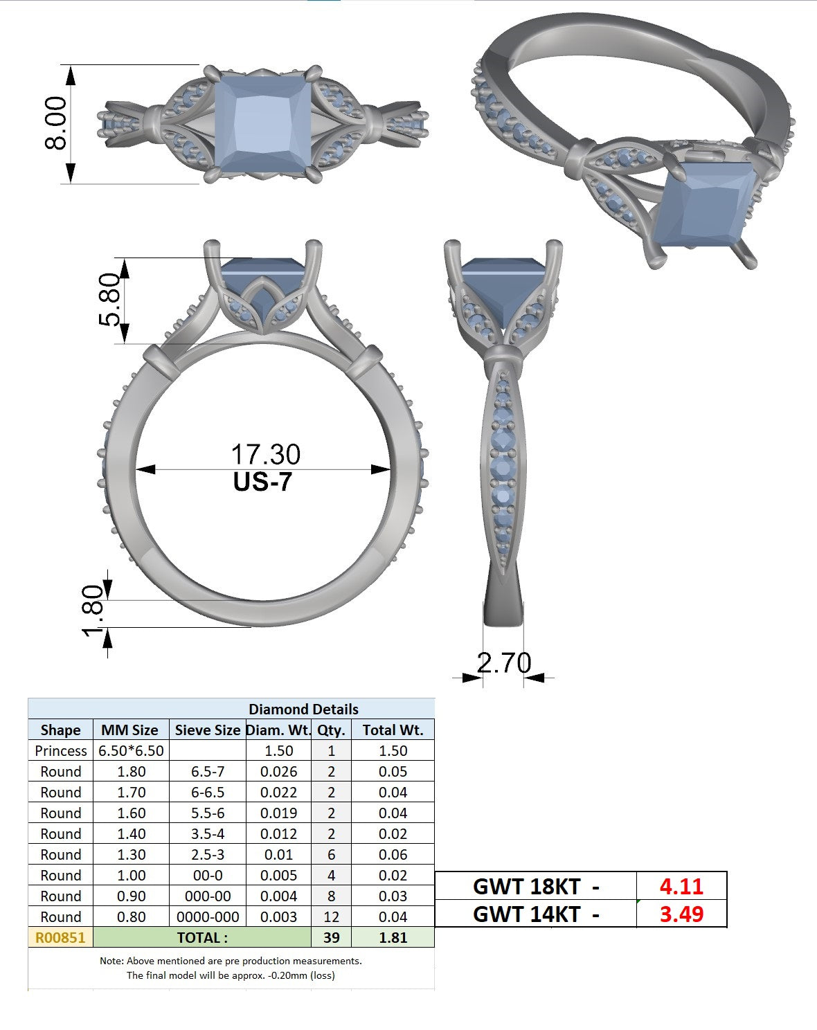 Cathedral Shoulder Pavé Band Ring CAD Files – Multi Shape Collection | 3DM & STL Download