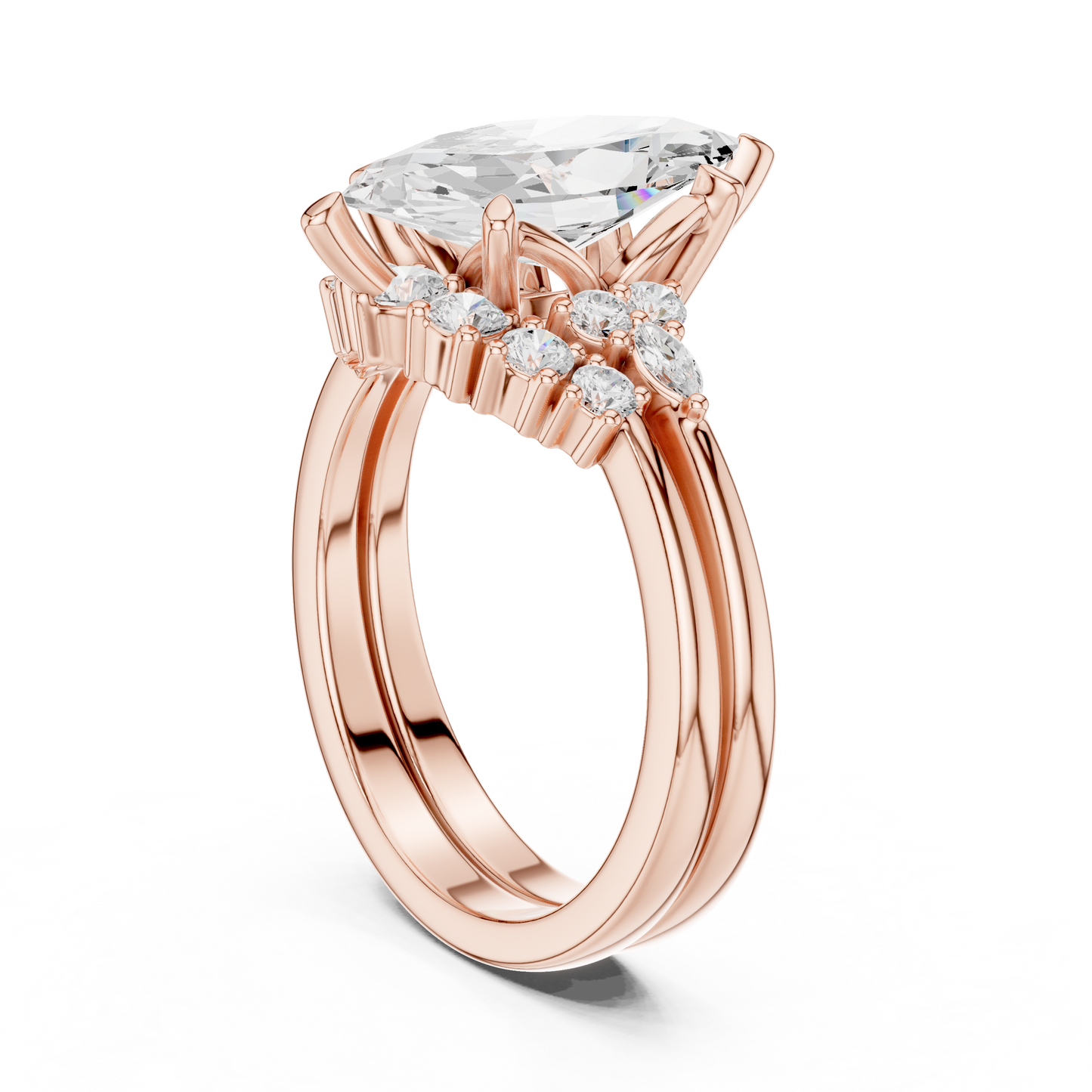 Marquise Cut Stackable Ring CAD Files – 3DM & STL Download With Rendered Images