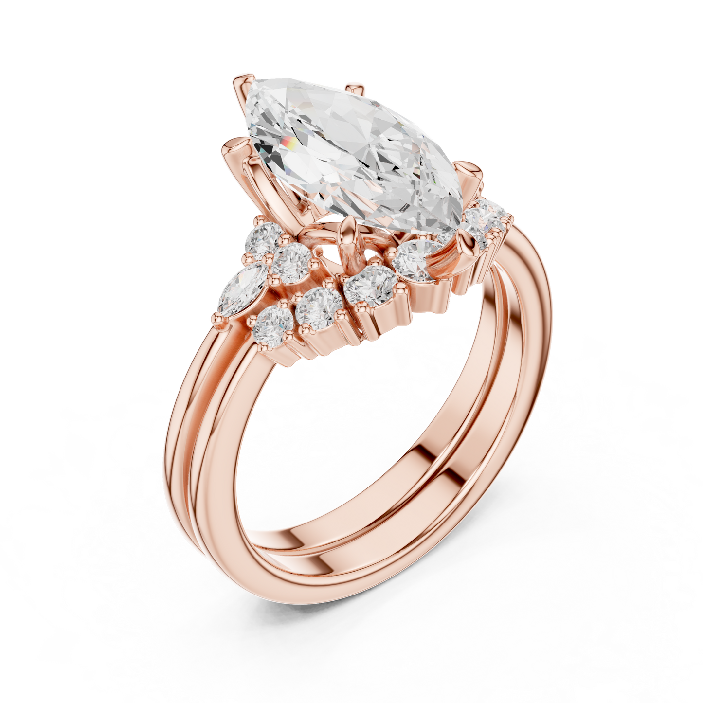 Marquise Cut Stackable Ring CAD Files – 3DM & STL Download With Rendered Images