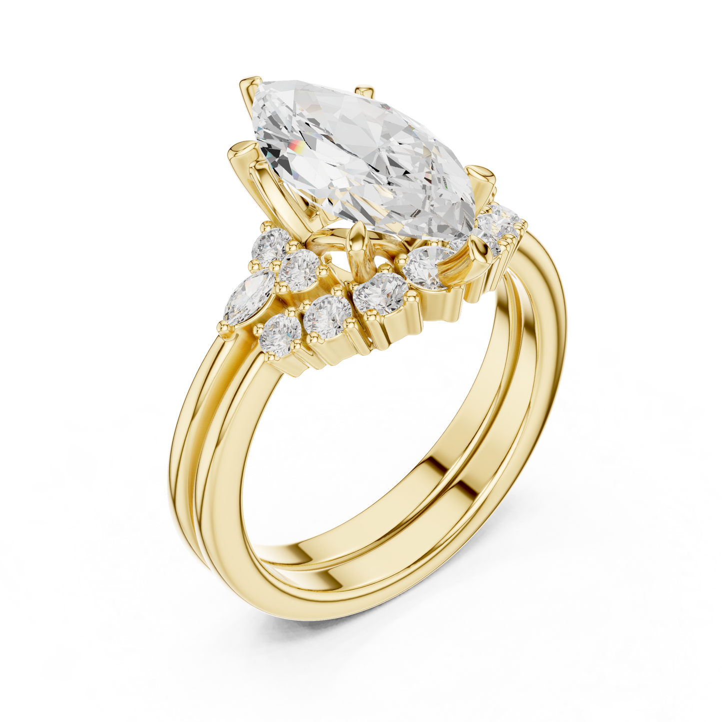 Marquise Cut Stackable Ring CAD Files – 3DM & STL Download With Rendered Images