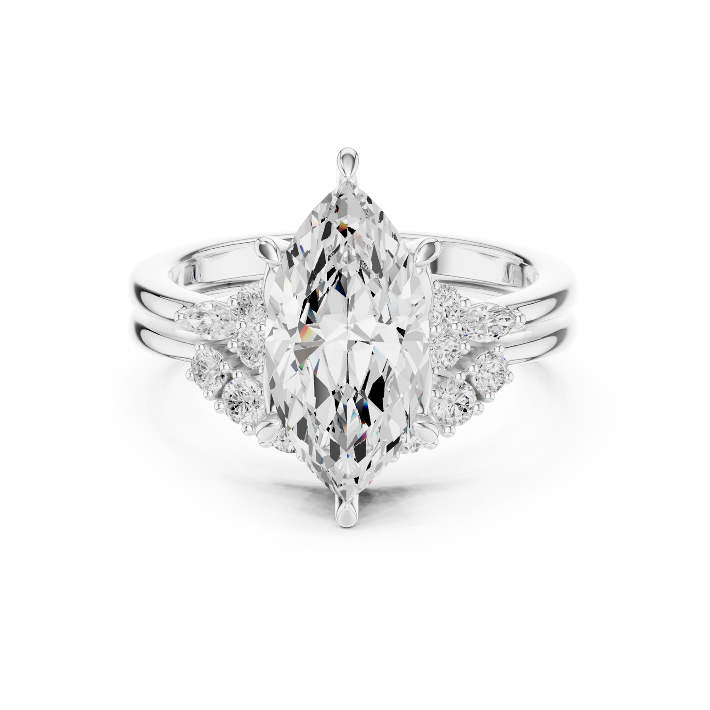 Marquise Cut Stackable Ring CAD Files – 3DM & STL Download With Rendered Images