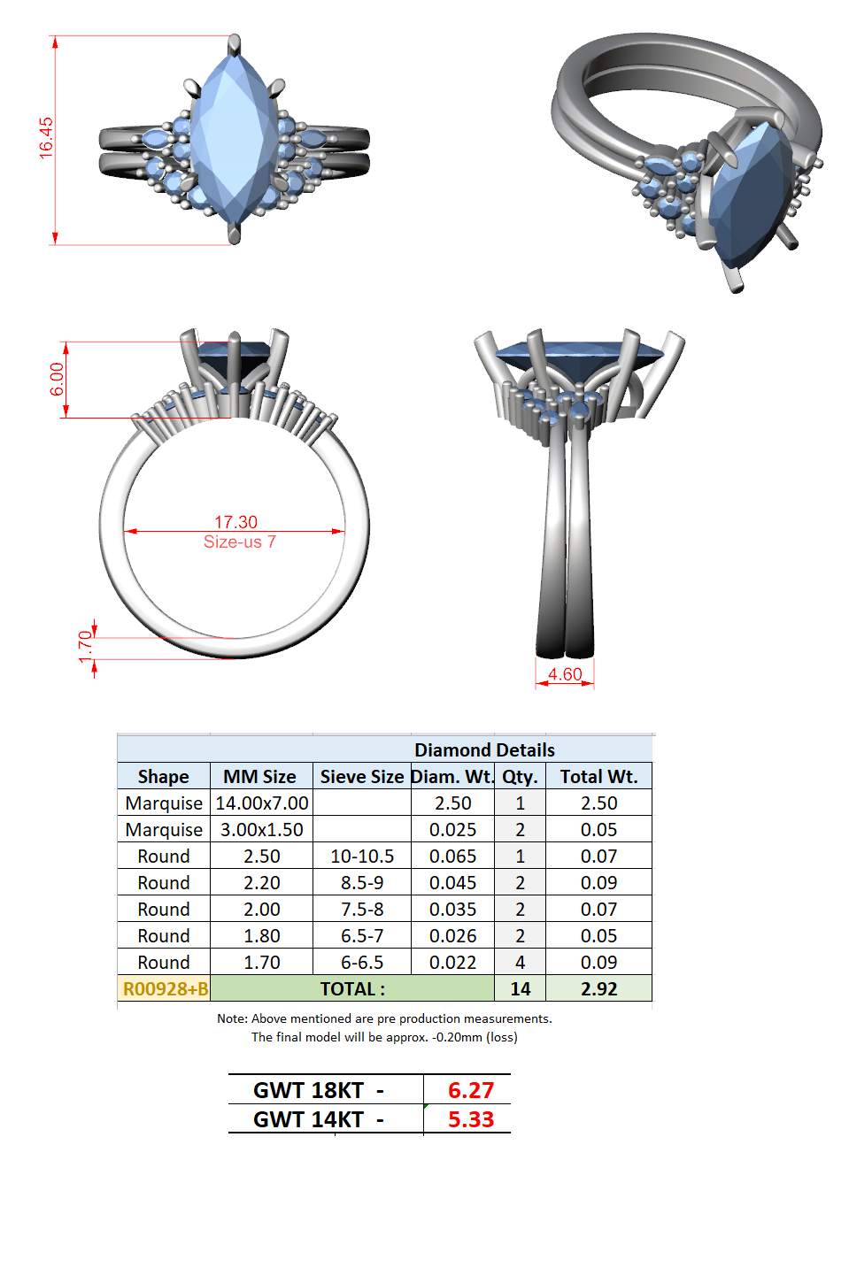 Marquise Cut Stackable Ring CAD Files – 3DM & STL Download With Rendered Images