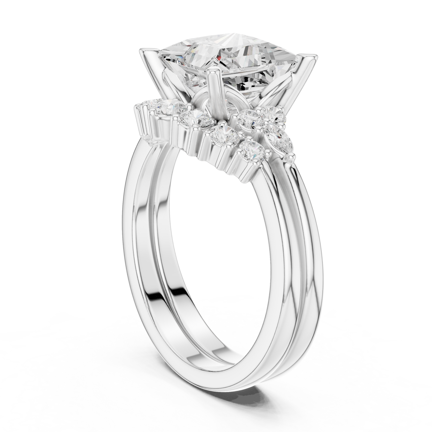 Princess Cut Stackable Ring CAD Files – 3DM & STL Download With Rendered Images