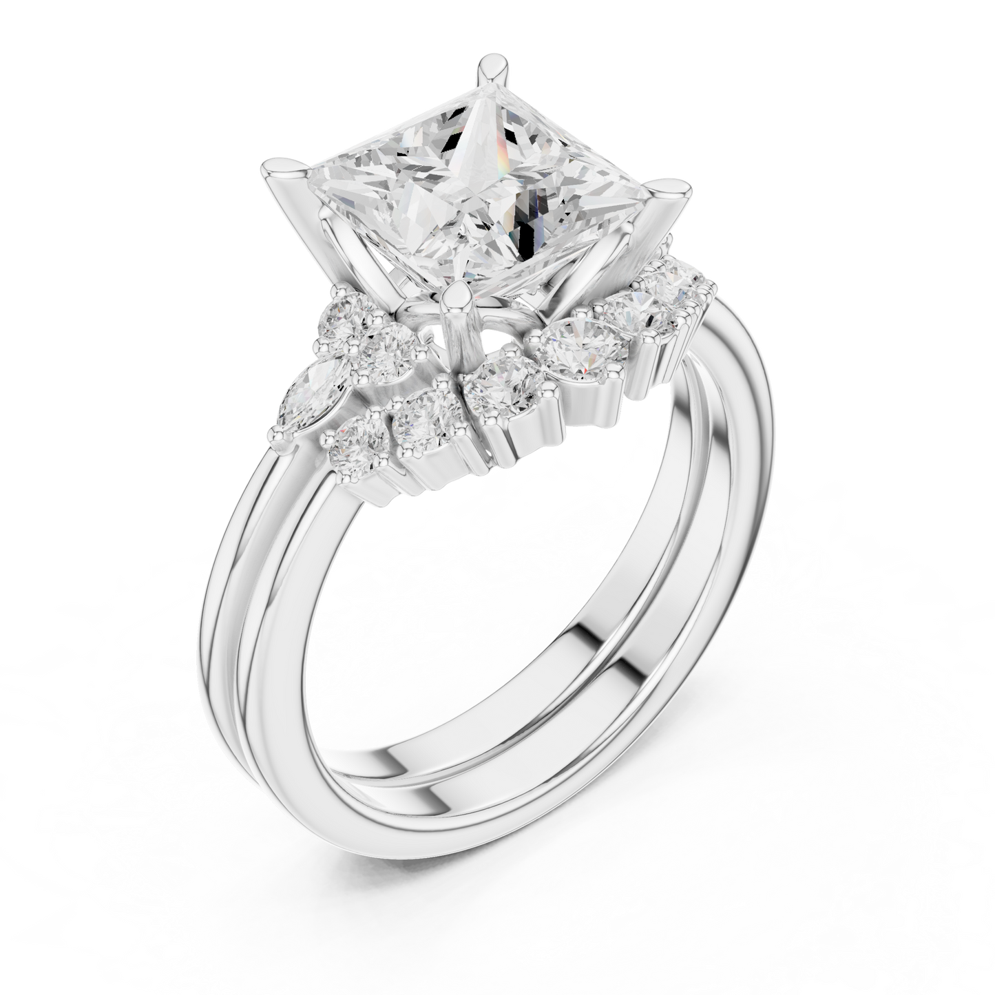 Princess Cut Stackable Ring CAD Files – 3DM & STL Download With Rendered Images