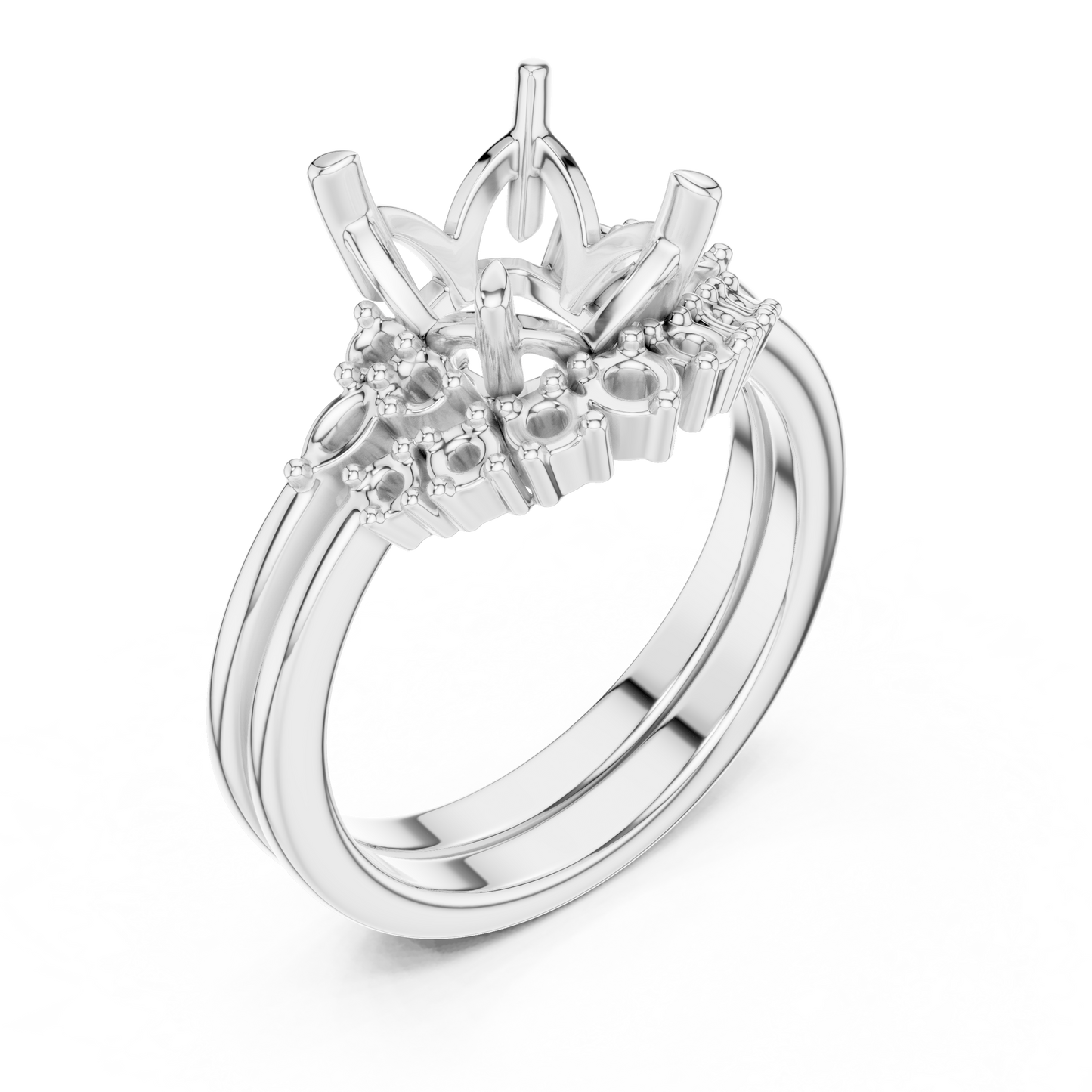 Asscher Cut Stackable Ring CAD Files – 3DM & STL Download With Rendered Images