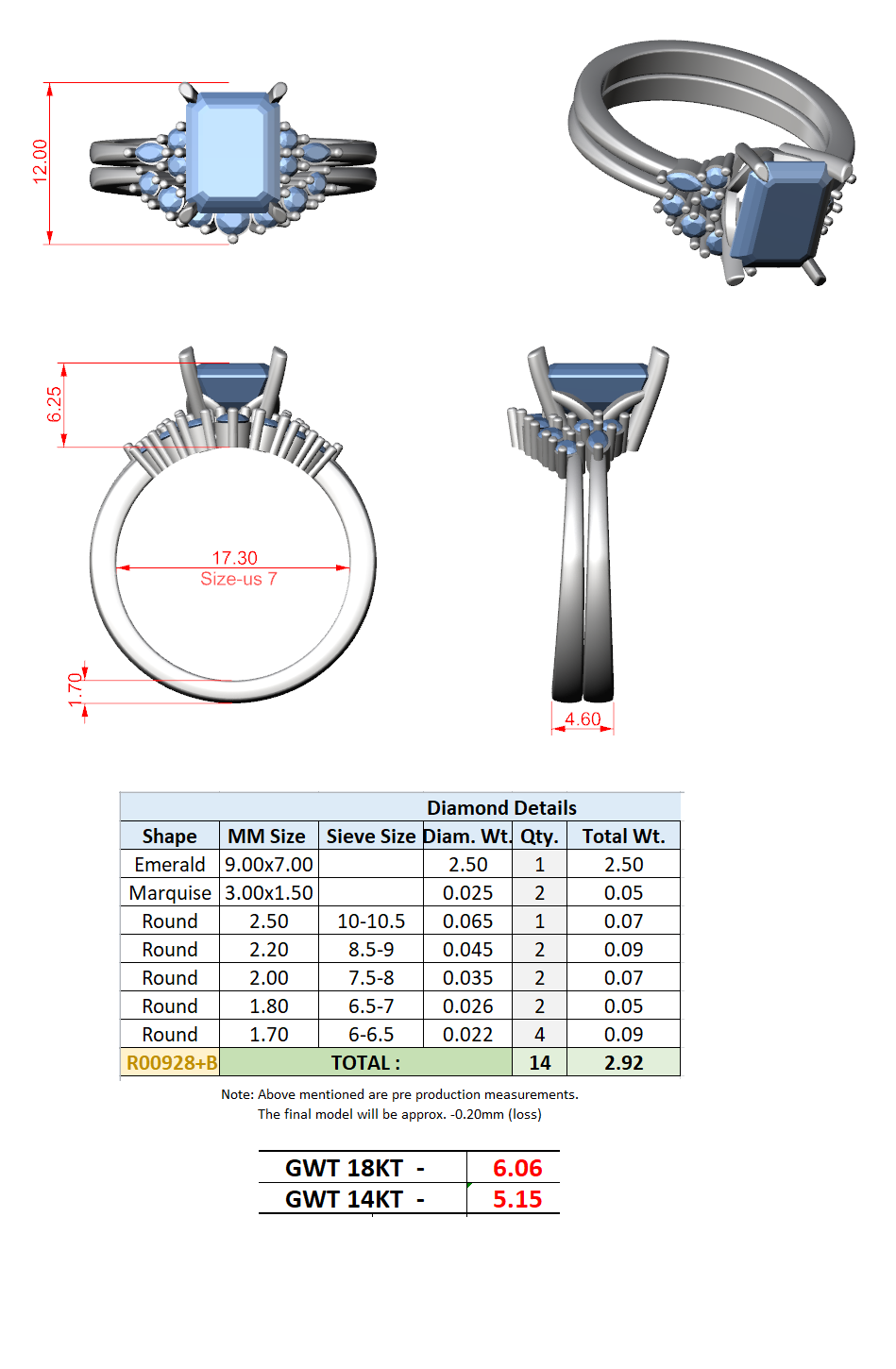 Emerald Cut Stackable Ring CAD Files – 3DM & STL Download With Rendered Images