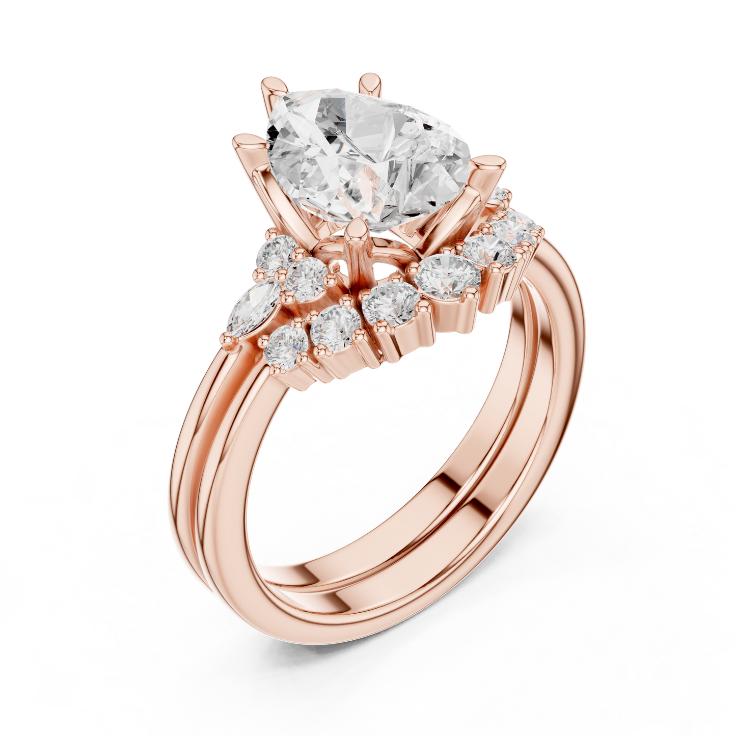 Pear Cut Stackable Ring CAD Files – 3DM & STL Download With Rendered Images