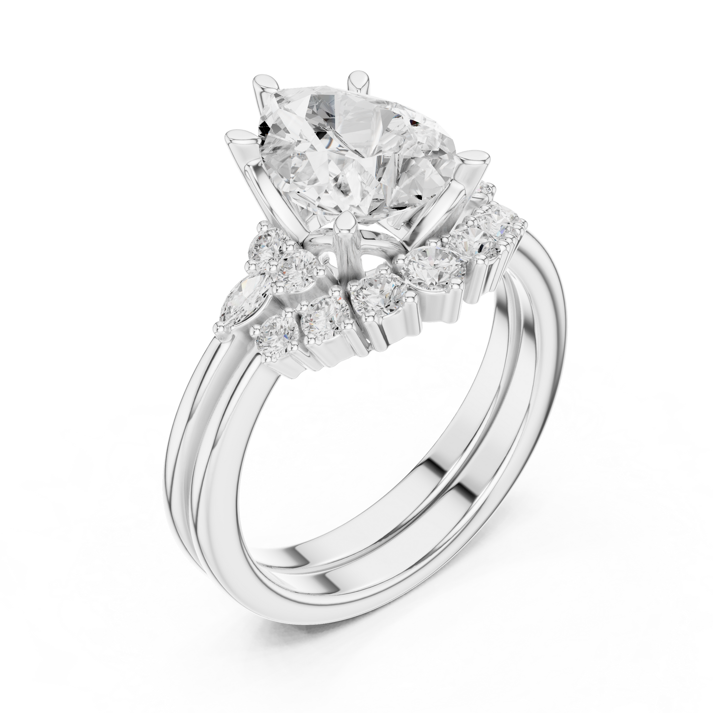 Pear Cut Stackable Ring CAD Files – 3DM & STL Download With Rendered Images