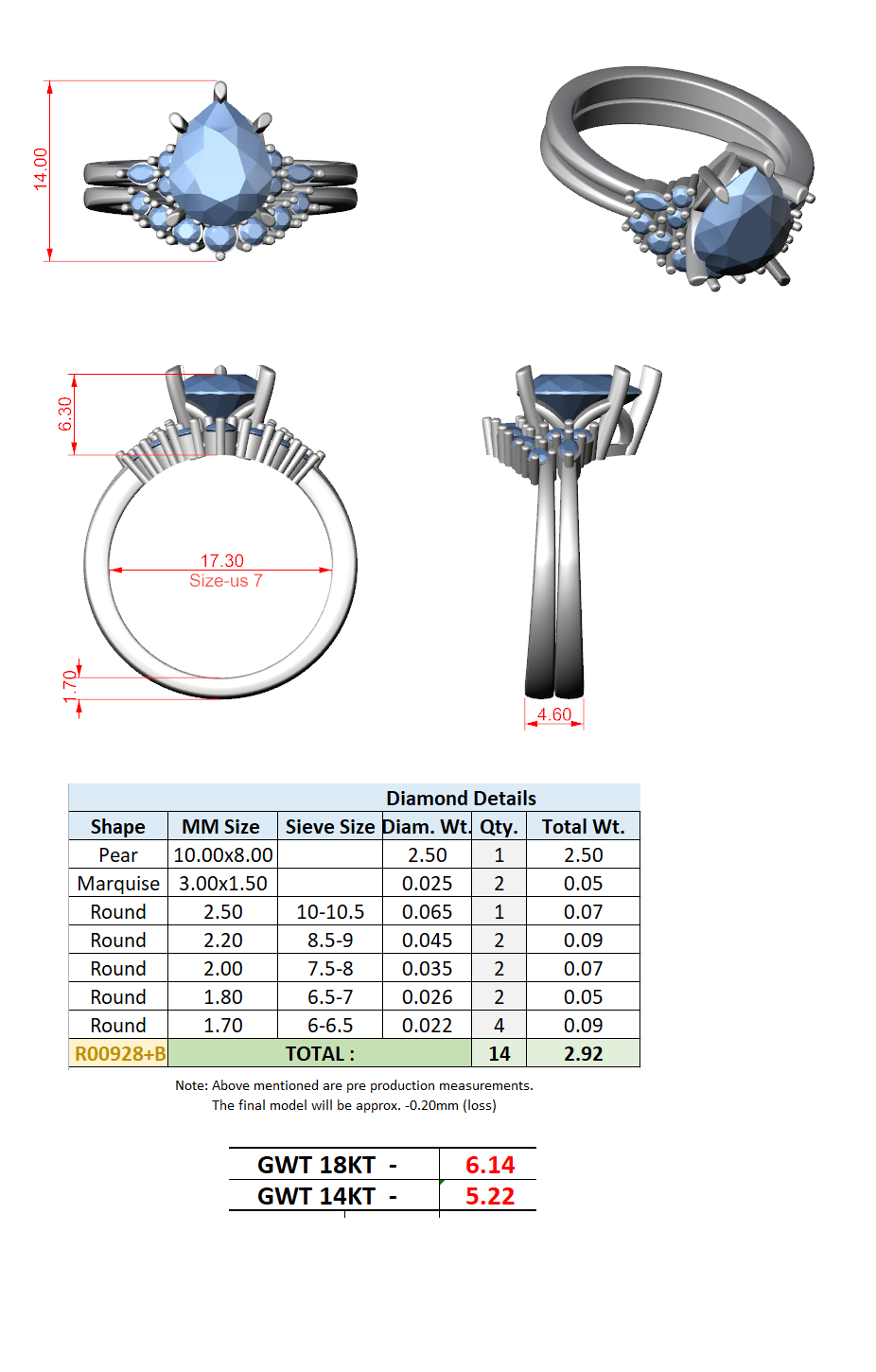 Pear Cut Stackable Ring CAD Files – 3DM & STL Download With Rendered Images