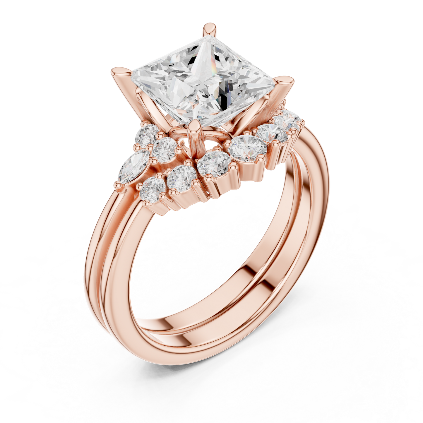 Princess Cut Stackable Ring CAD Files – 3DM & STL Download With Rendered Images