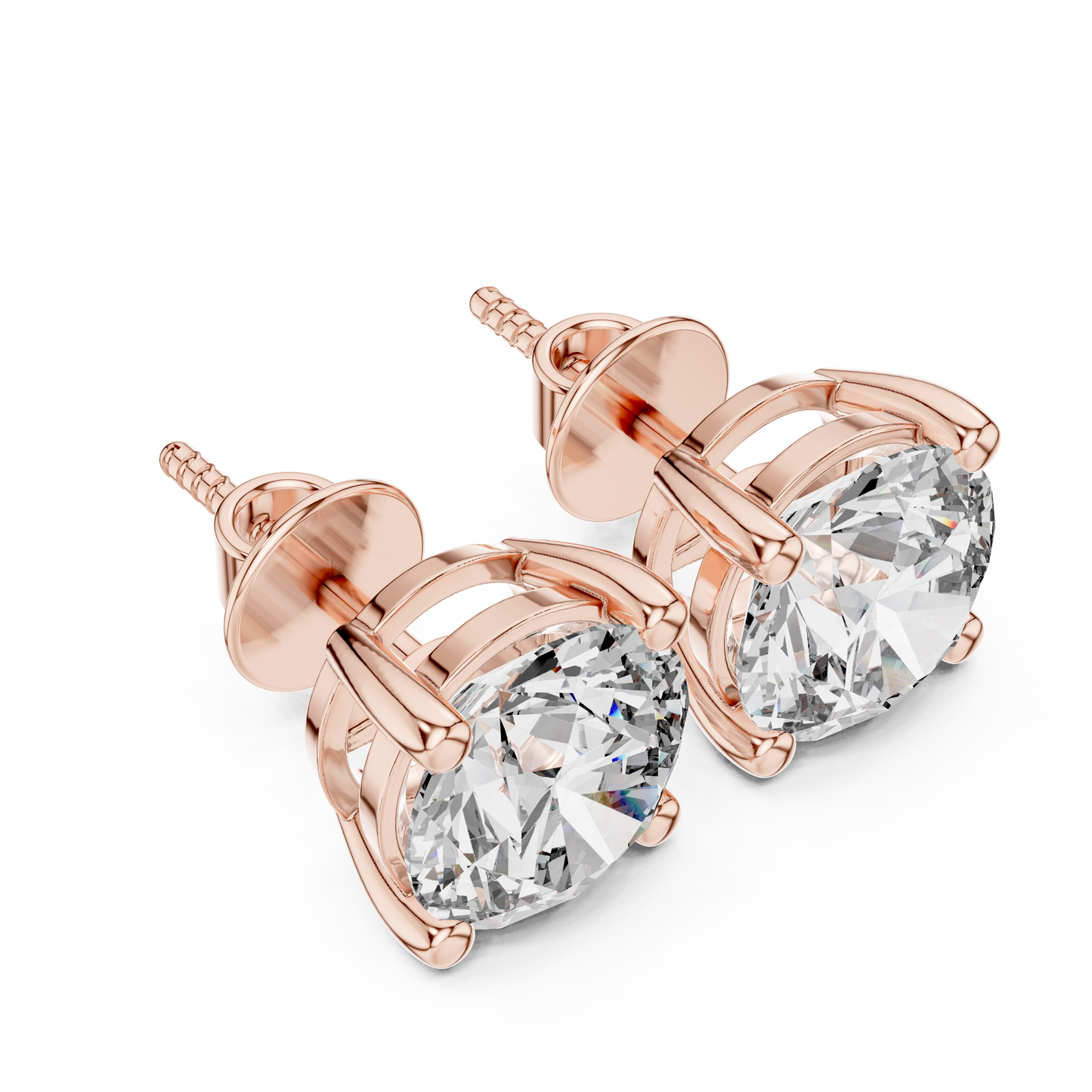 Solitaire Diamond Stud Earrings CAD Files – 6 Shape Collection | 3DM & STL Download
