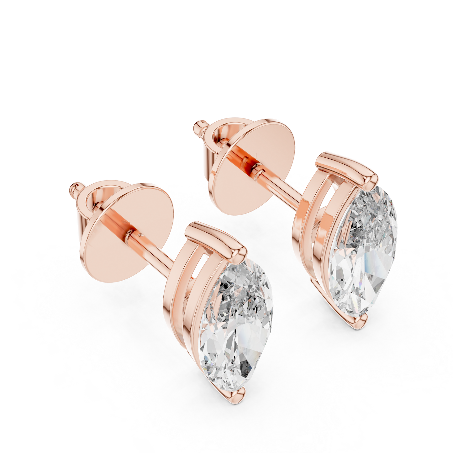 Solitaire Diamond Stud Earrings CAD Files – 6 Shape Collection | 3DM & STL Download