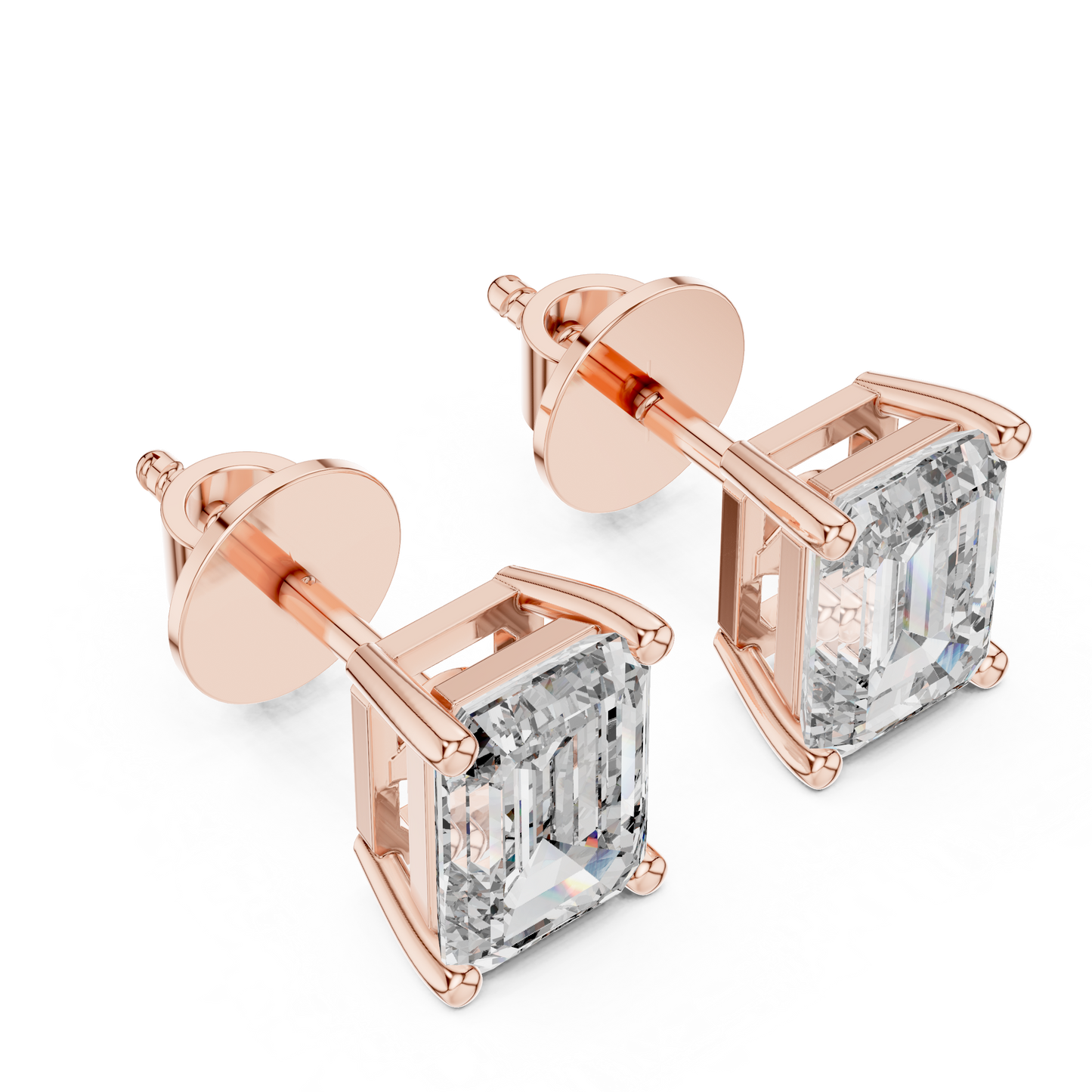 Solitaire Diamond Stud Earrings CAD Files – 6 Shape Collection | 3DM & STL Download