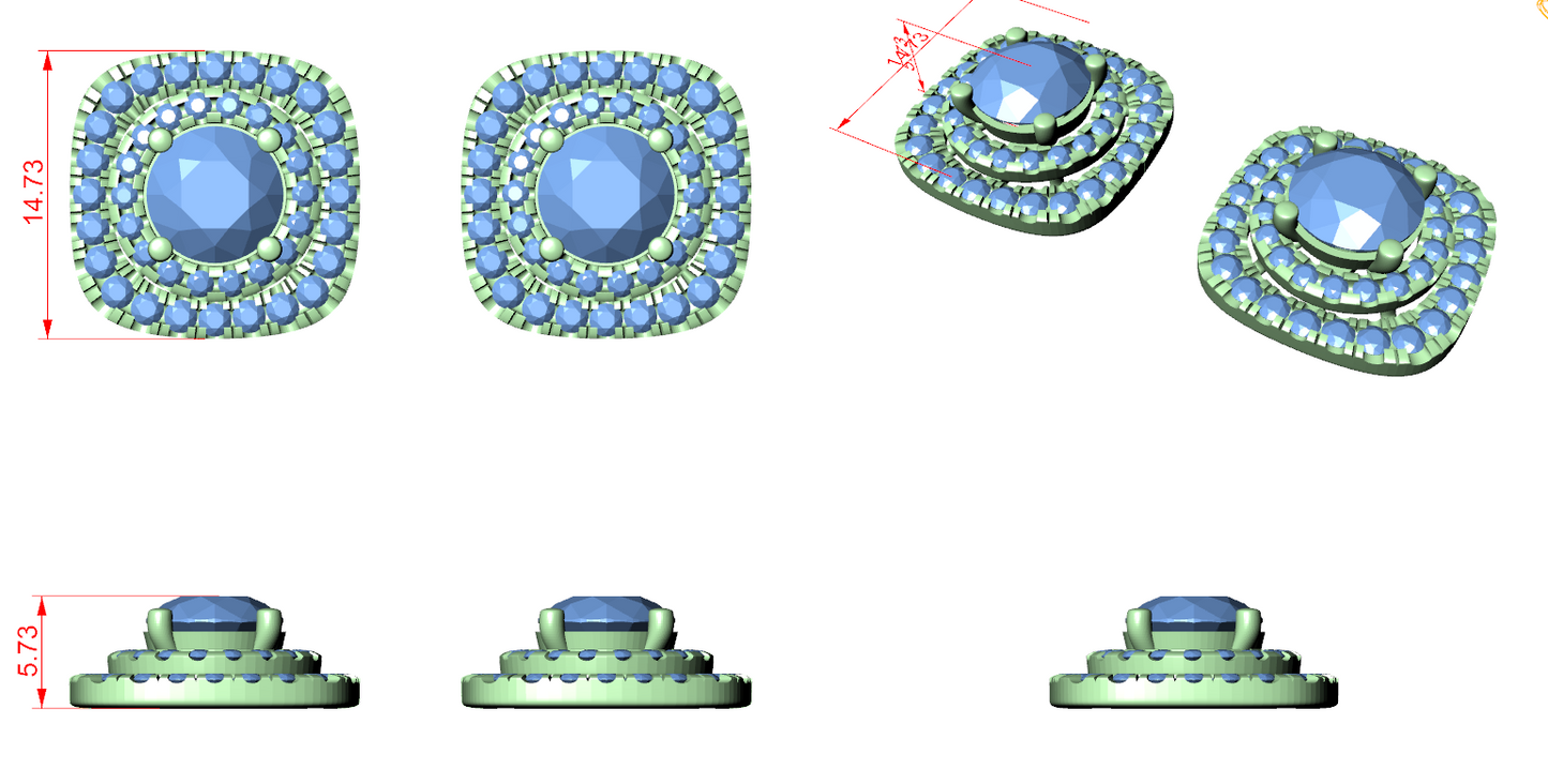 Diamond Stud Earrings CAD Files – 15 Design Collection | 3DM & STL Download