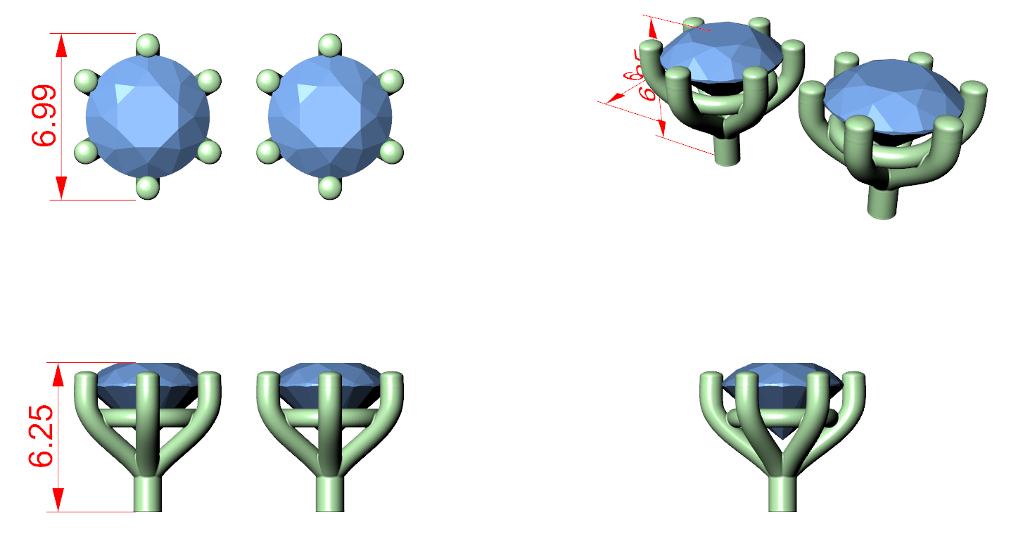 Diamond Stud Earrings CAD Files – 15 Design Collection | 3DM & STL Download