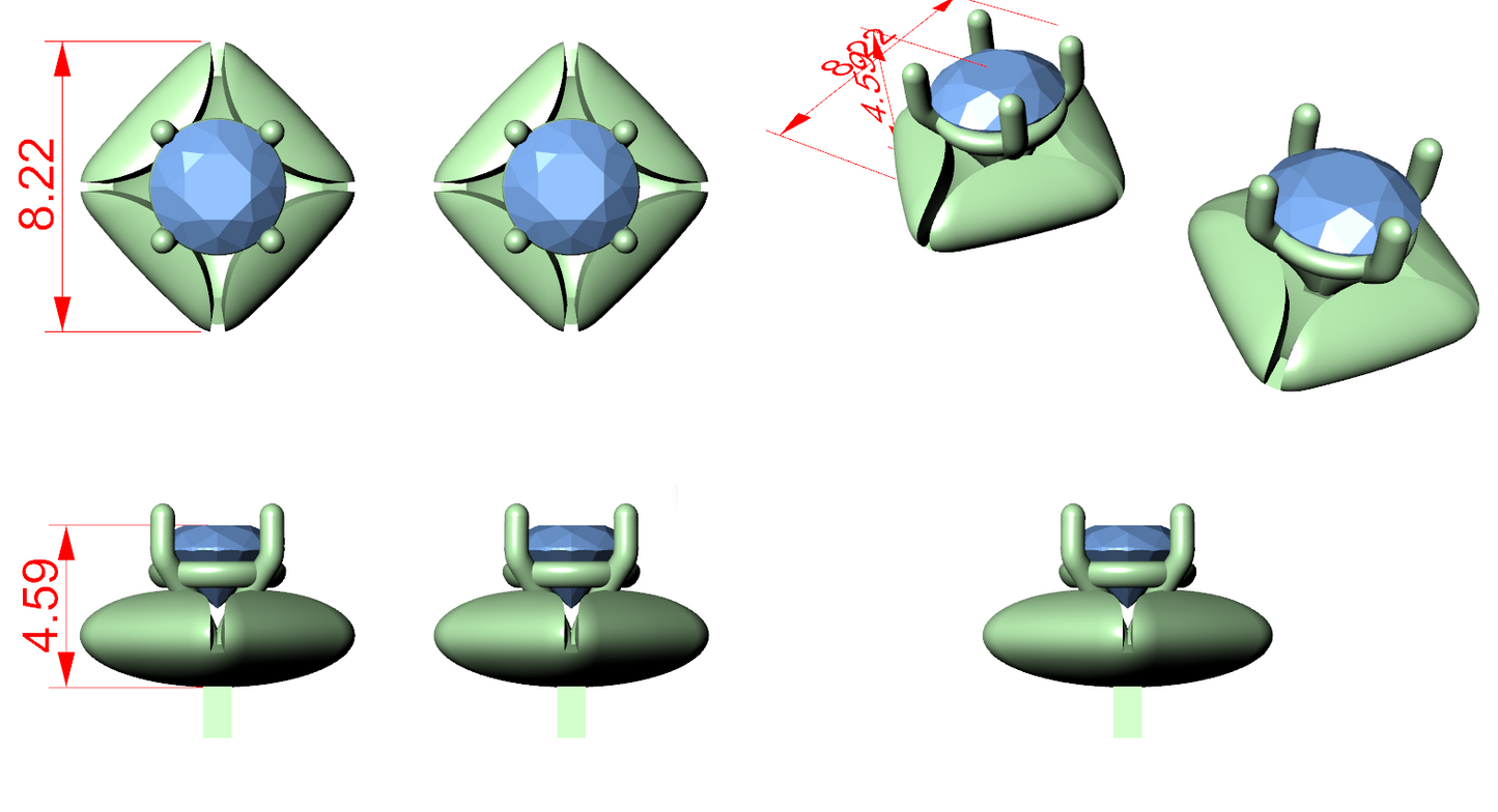 Diamond Stud Earrings CAD Files – 15 Design Collection | 3DM & STL Download