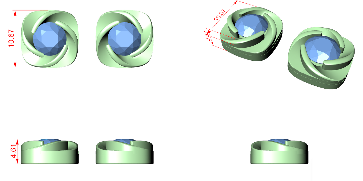 Diamond Stud Earrings CAD Files – 15 Design Collection | 3DM & STL Download