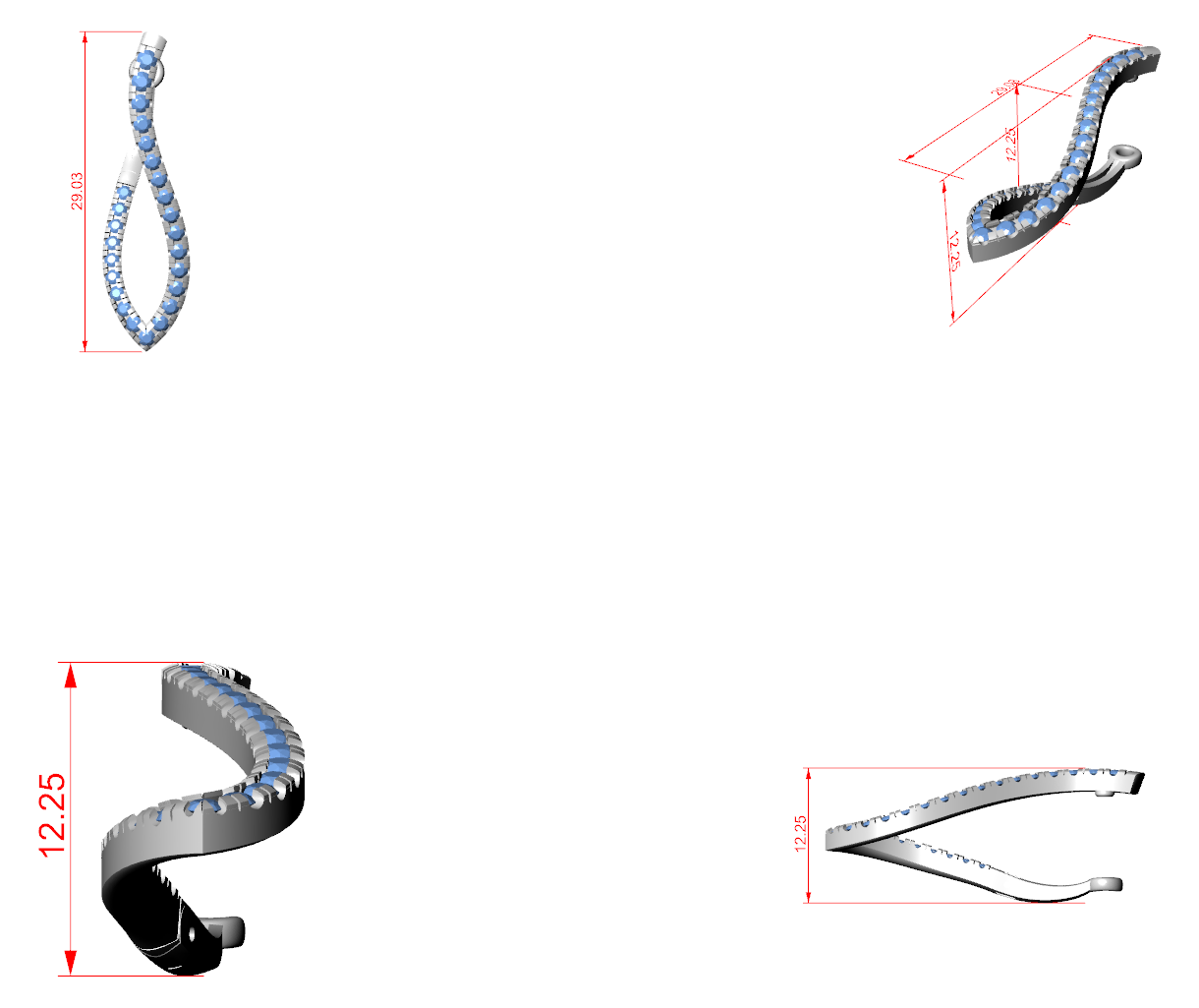 Diamond Hoop & Huggie Earrings CAD Files – 23 Design Mega Collection | 3DM & STL Download