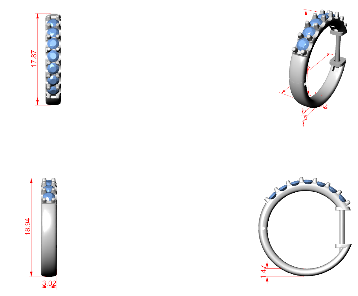 Diamond Hoop & Huggie Earrings CAD Files – 23 Design Mega Collection | 3DM & STL Download