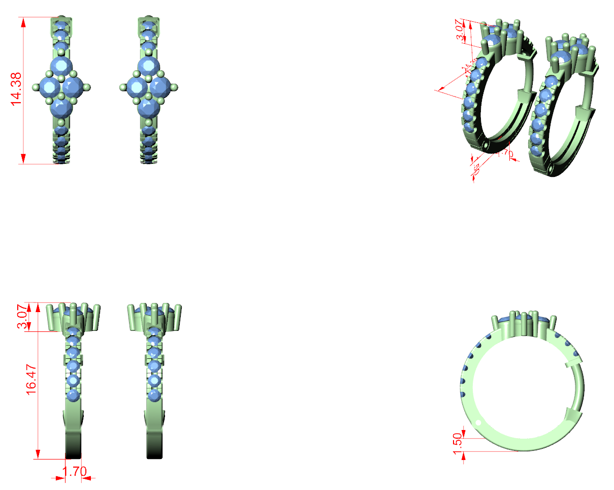 Diamond Hoop & Huggie Earrings CAD Files – 23 Design Mega Collection | 3DM & STL Download