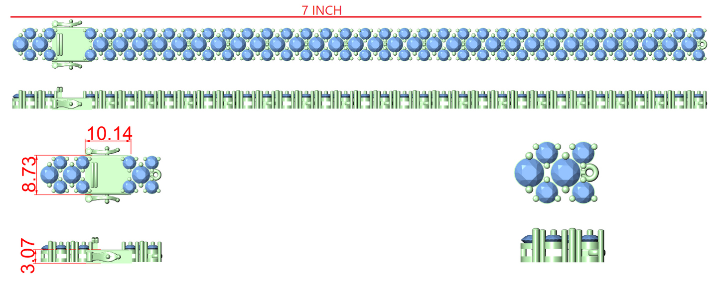 Diamond Tennis & Flexible Link Bracelet CAD Files – 16 Design Mega Collection | 3DM & STL Download
