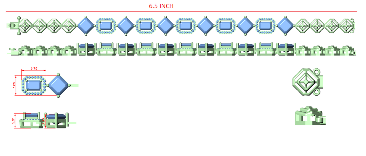 Diamond Tennis & Flexible Link Bracelet CAD Files – 14 Design Mega Collection | 3DM & STL Download