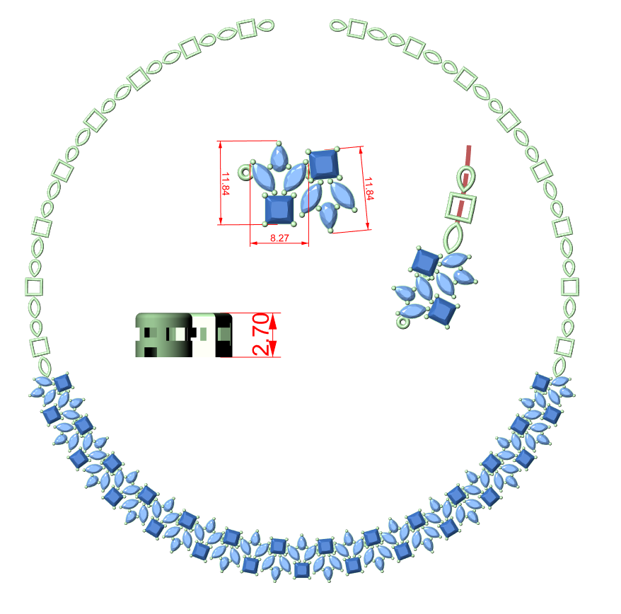 Diamond Tennis & Statement Necklace CAD Files – 21 Design Collection | 3DM & STL Download