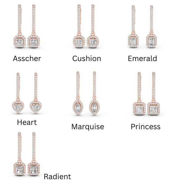 Halo Drop Earrings CAD Files – 7 Shape Collection | 3DM & STL Download