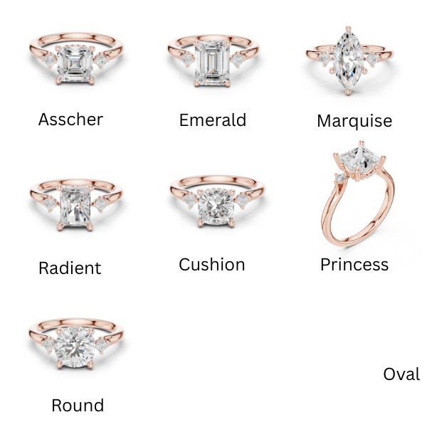 Shoulder Stone Tapered Ring CAD Files – 6 Shape Collection | 3DM & STL Download