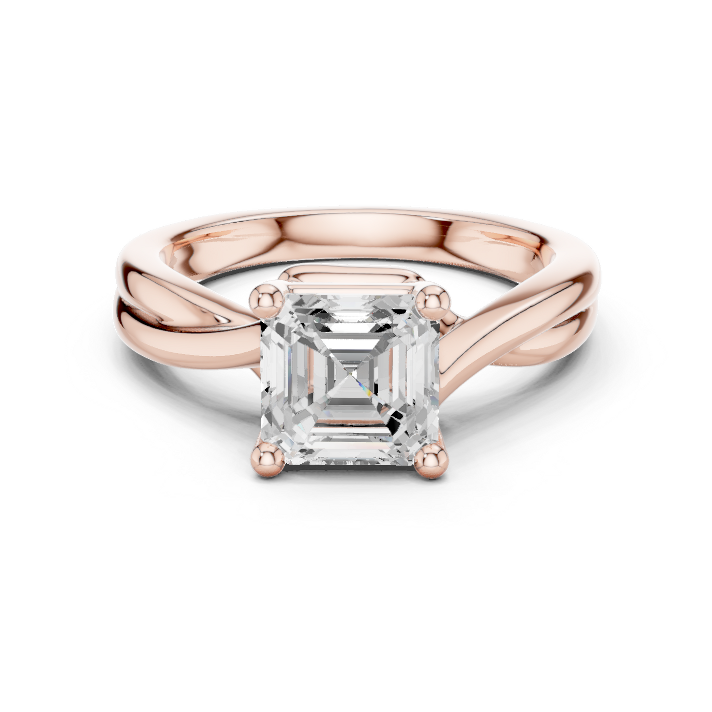 Twist Band Solitaire Ring CAD Files – 6 Diamond Shape Collection | 3DM & STL Download