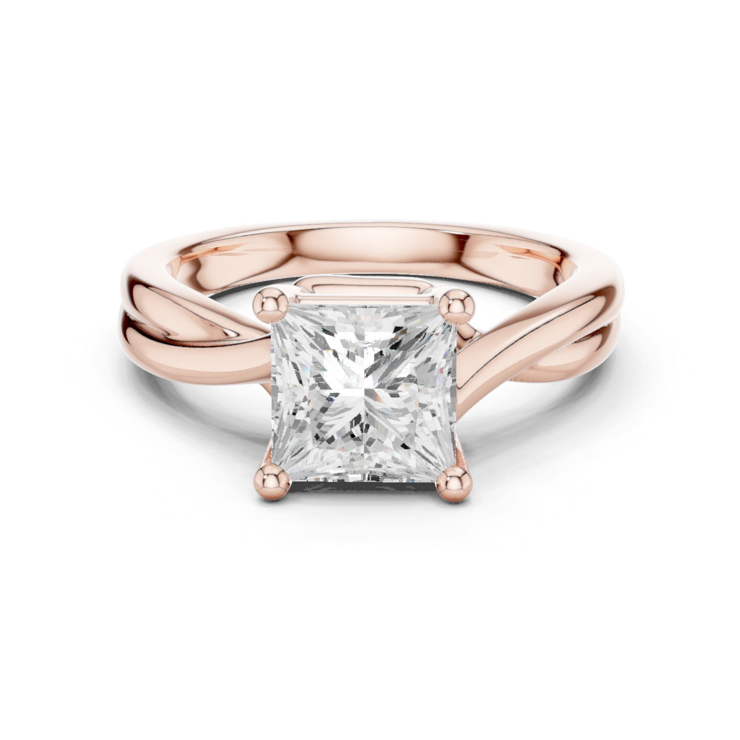 Twist Band Solitaire Ring CAD Files – 6 Diamond Shape Collection | 3DM & STL Download
