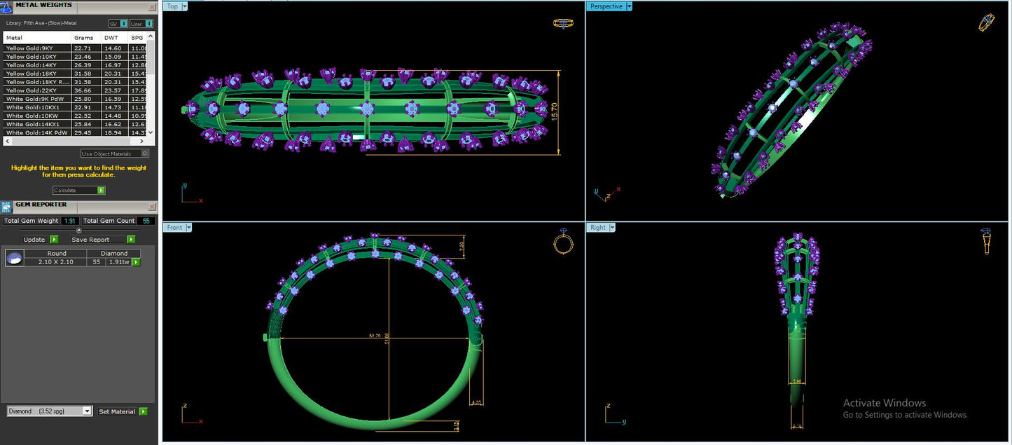 Women's Designer Bangle & Bracelet CAD Files – 12 Model Collection | 3DM & STL Download