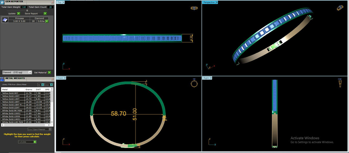 Women's Bangle CAD Files – Technical Collection with Gem & Metal Reports | 3DM & STL Download