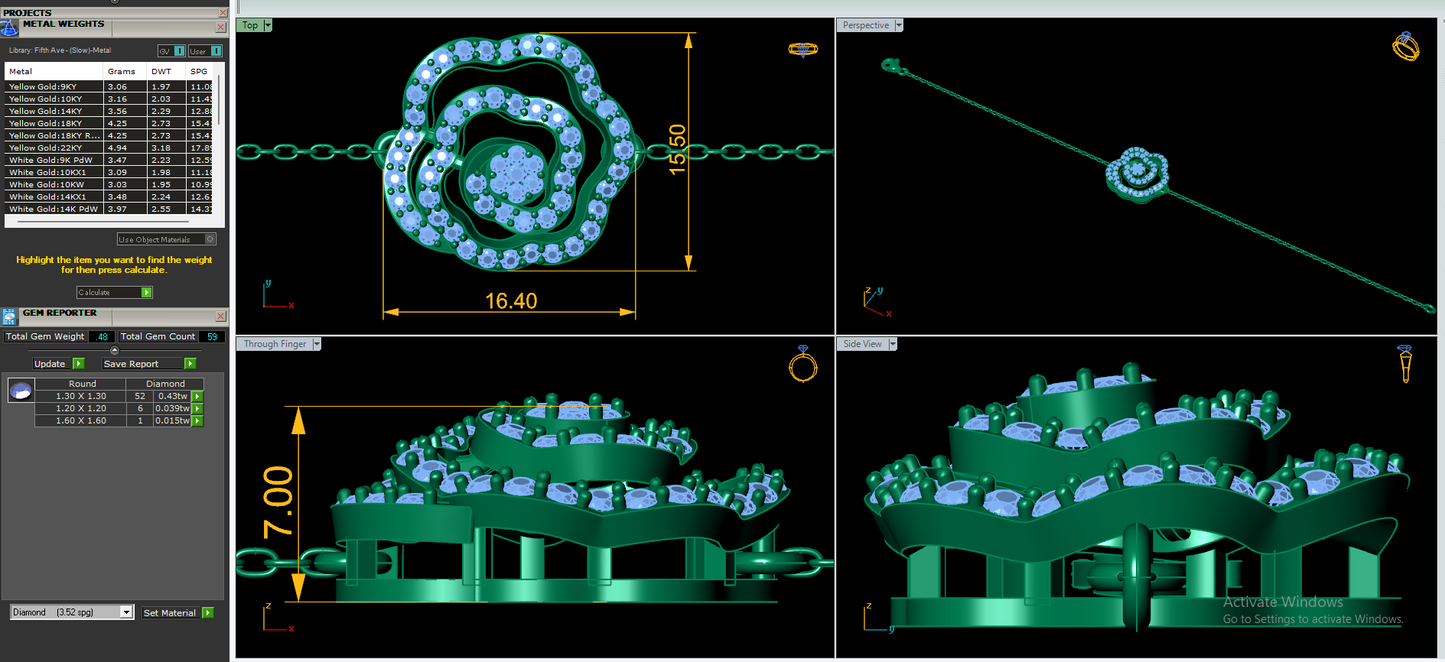 Women's Bangle CAD Files – Technical Collection with Gem & Metal Reports | 3DM & STL Download