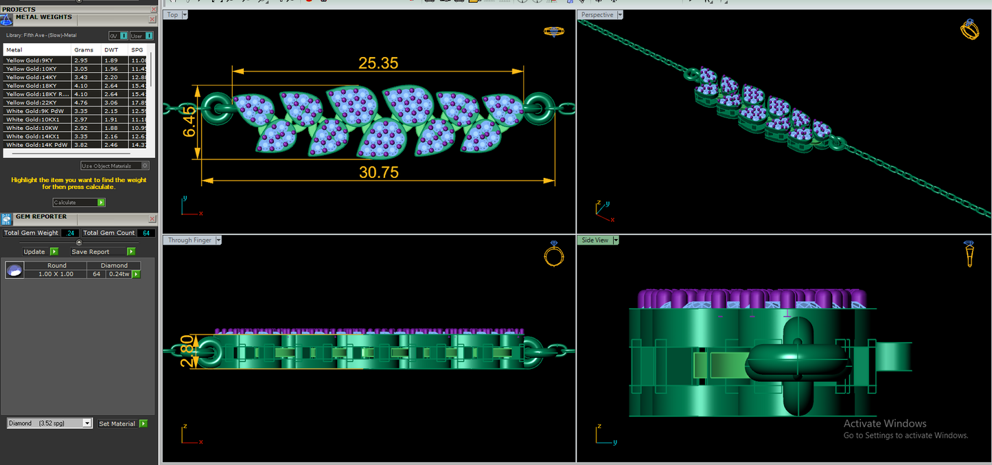 Women's Bangle CAD Files – Technical Collection with Gem & Metal Reports | 3DM & STL Download