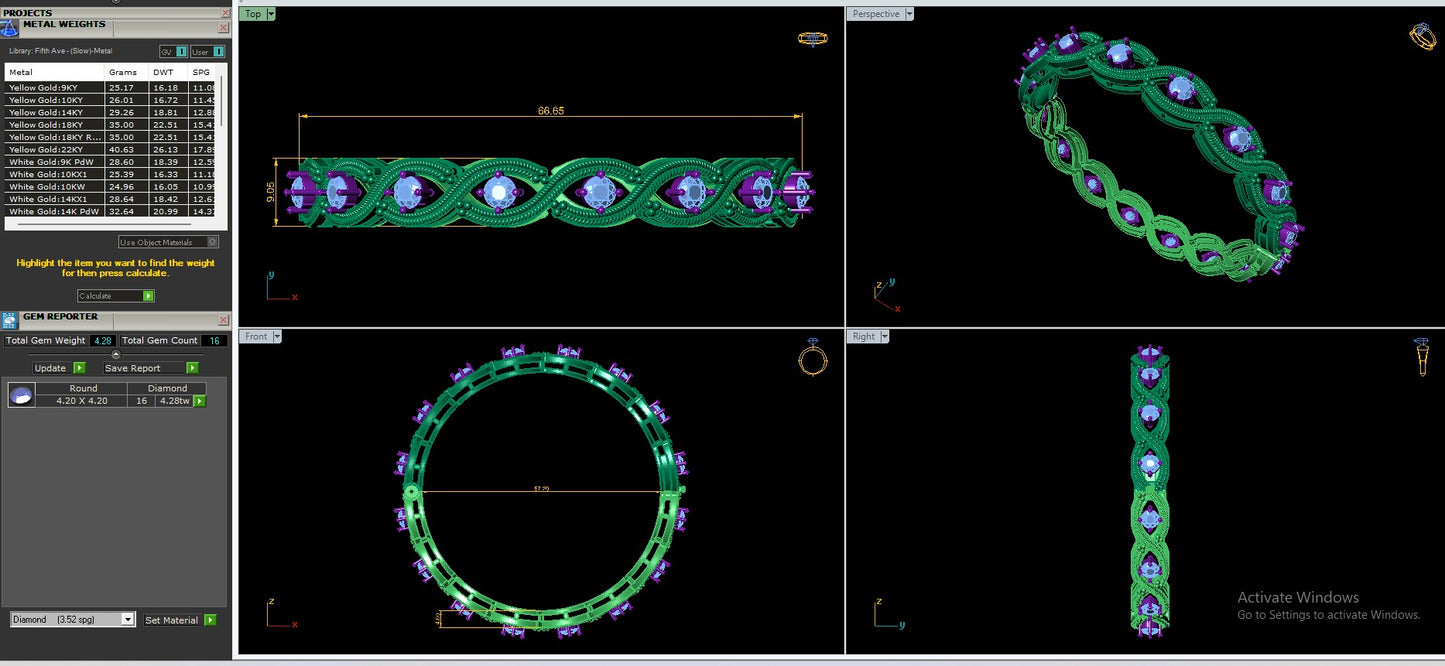Women's Bangle CAD Files – Technical Collection with Gem & Metal Reports | 3DM & STL Download