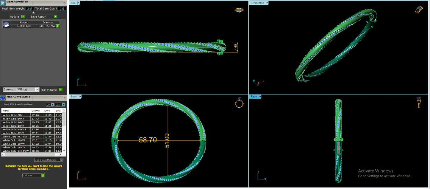 Women's Bangle CAD Files – Technical Collection with Gem & Metal Reports | 3DM & STL Download