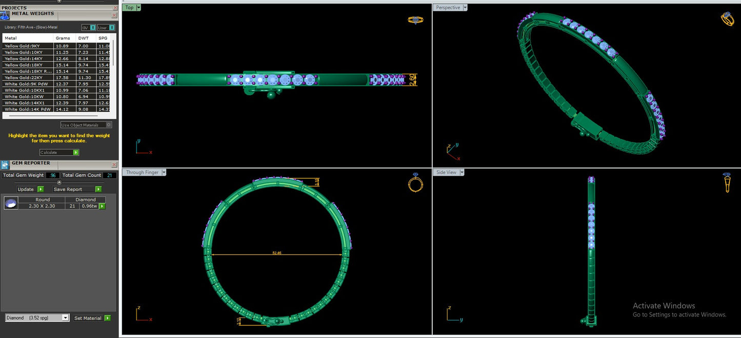 Women's Bangle CAD Files – Technical Collection with Gem & Metal Reports | 3DM & STL Download