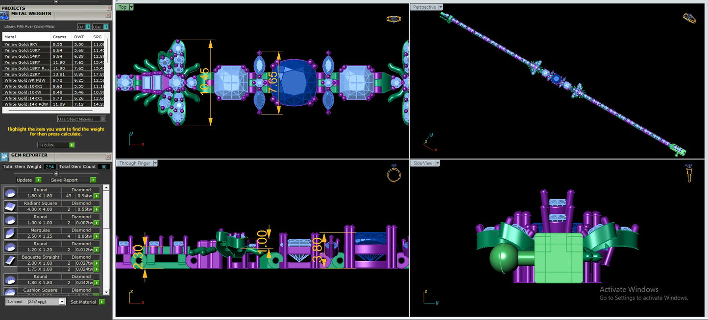Women's Bangle CAD Files – Technical Collection with Gem & Metal Reports | 3DM & STL Download