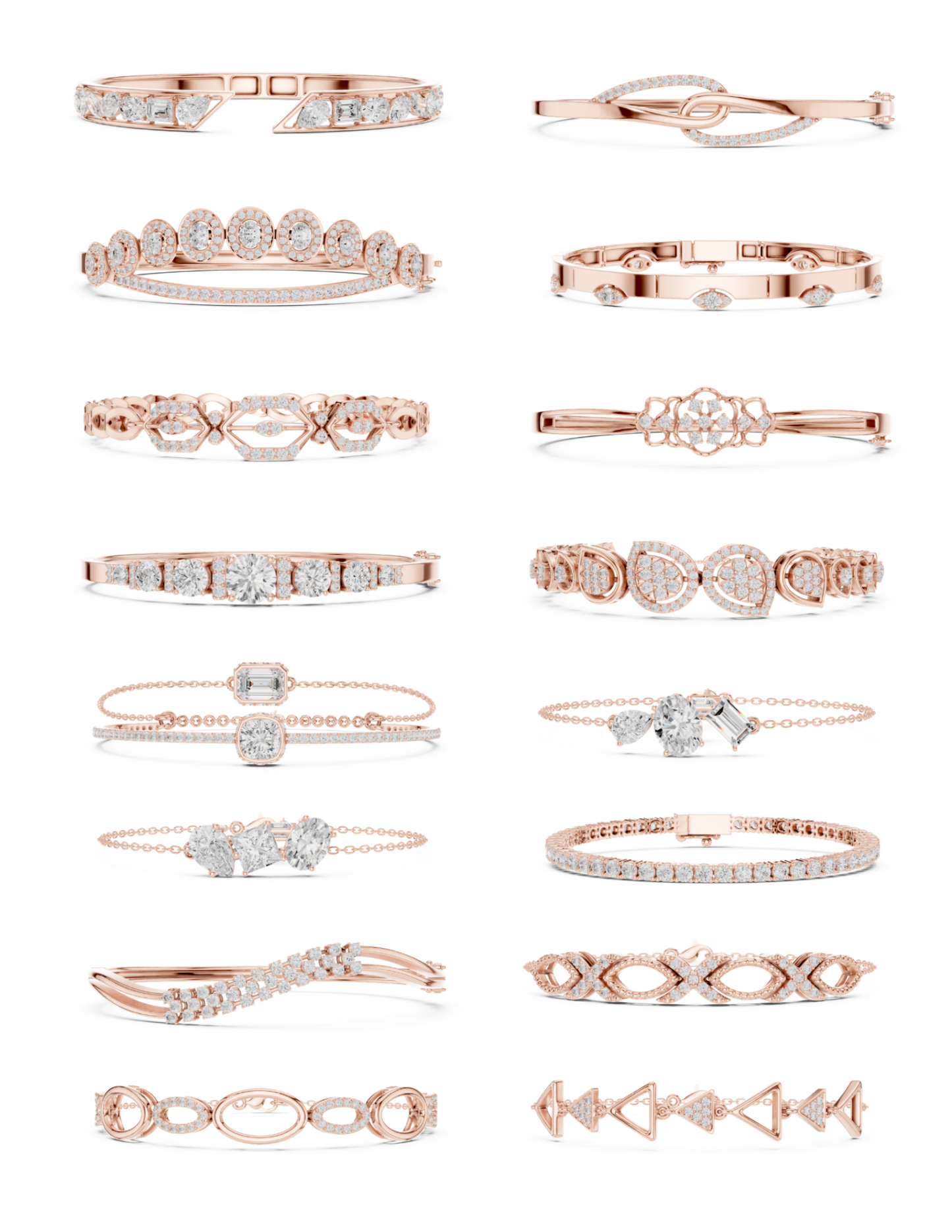 Women's Luxury Bangle & Bracelet CAD Files – 16 Model Collection | 3DM & STL Download