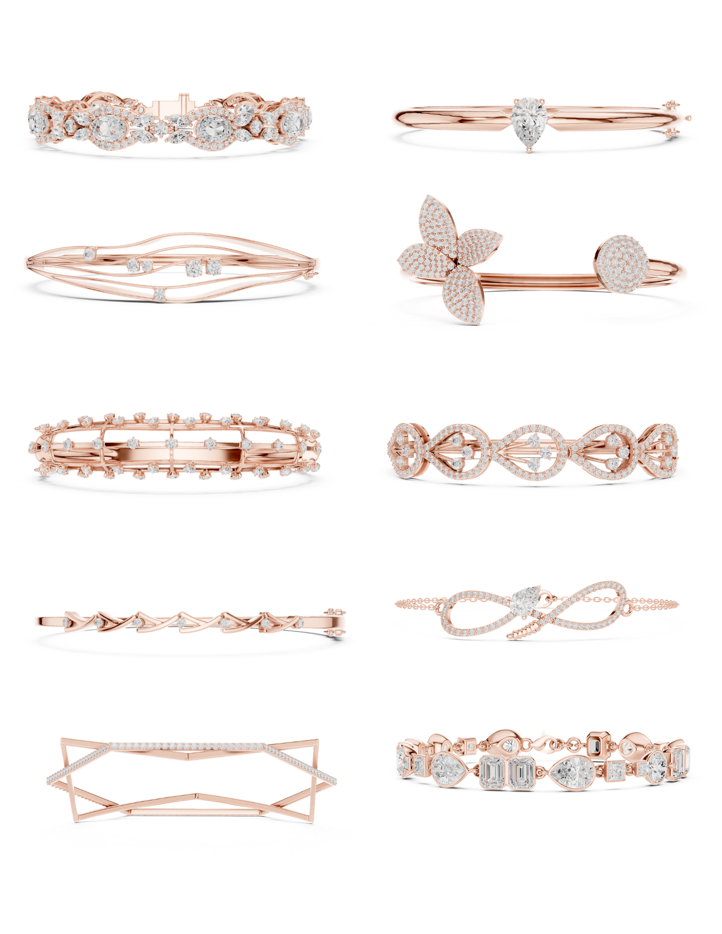 Women's Designer Bangle & Bracelet CAD Files – 12 Model Collection | 3DM & STL Download