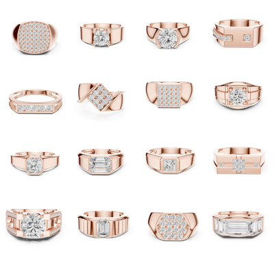 Men's Diamond Signet Ring CAD Files- 20 Models Collection| 3DM & STL Download