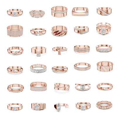 Men's Diamond Band Ring CAD Files – 29 Model Collection | 3DM & STL Download
